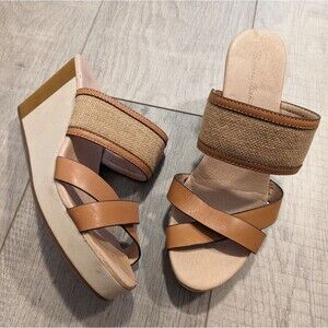 Tommy Bahama Kamea Cream Tan Wedge Sandals Size 8